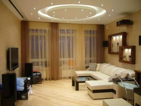 расположение светильников на потолке